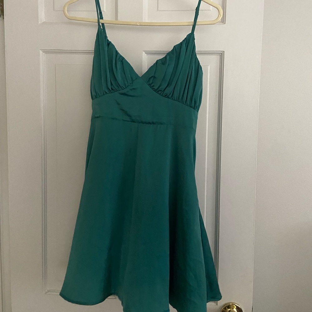 Green dress, worn once, small stains